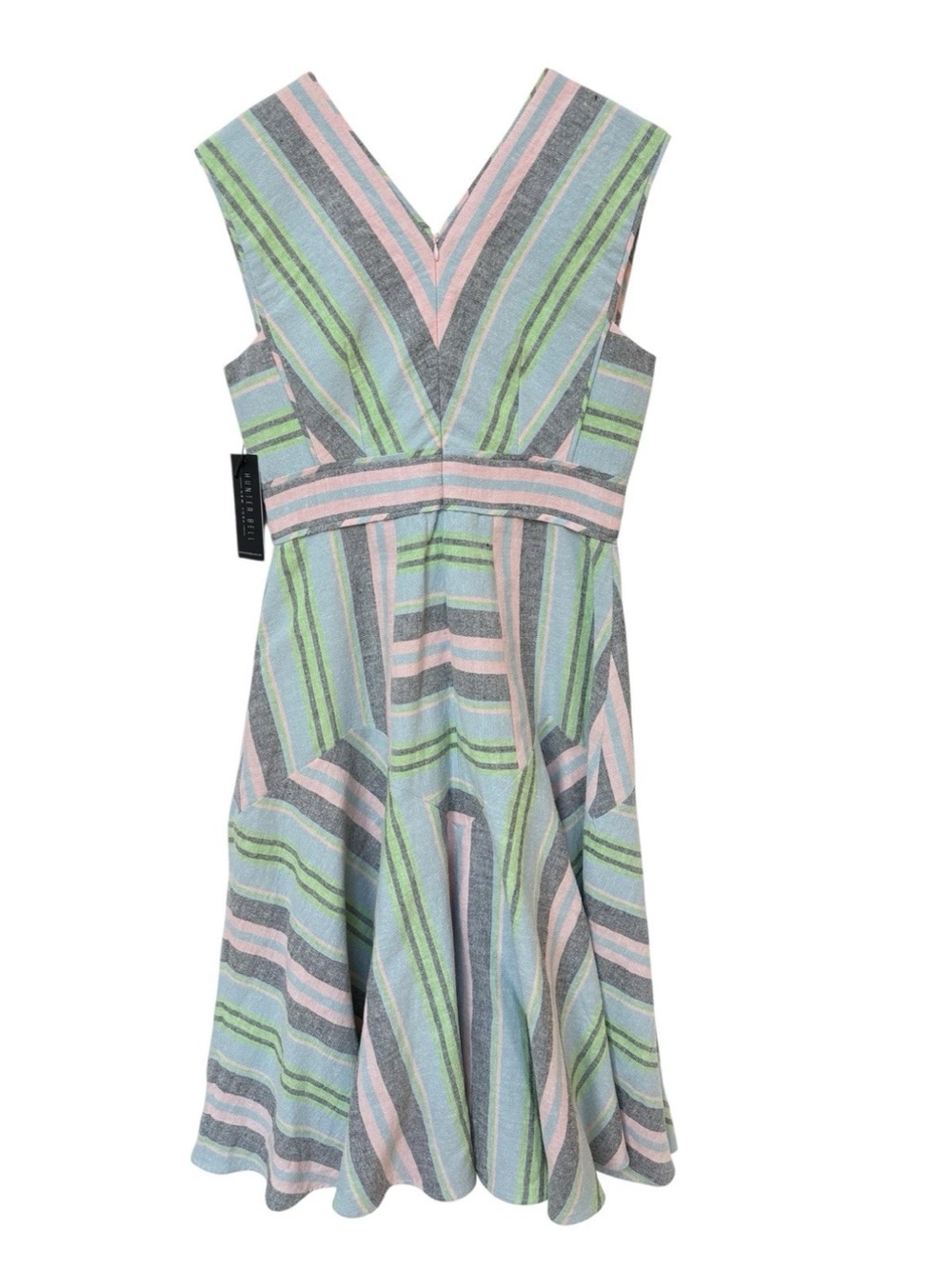HUNTER BELL Jordan Midi Dress Pastel Stripe Linen Cotton Sz 6 - Picture 5 of 8